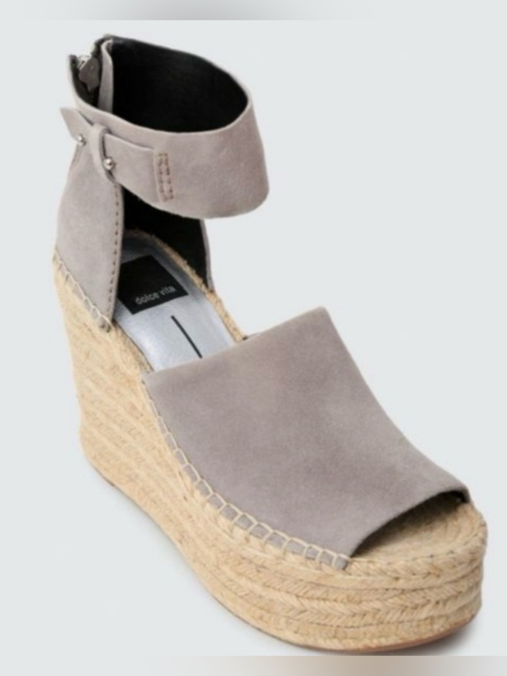 Dolce Vita Light Taupe Suede Espadrille Wedge Sandals